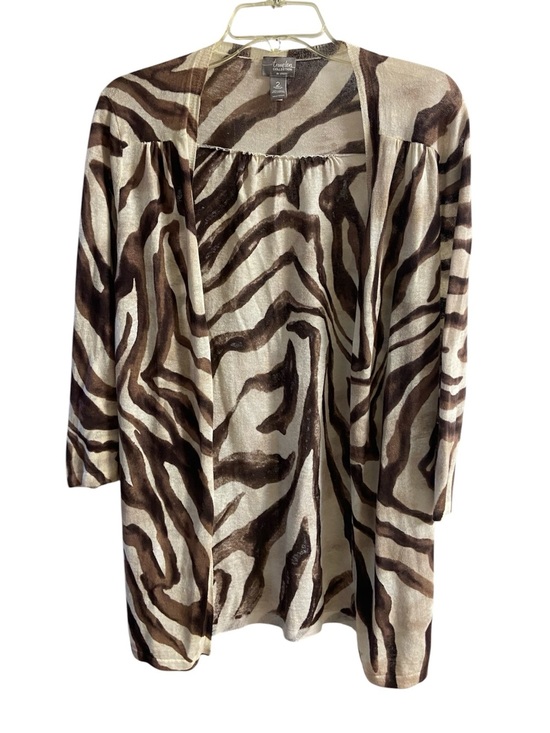 Travelers by Chico's Sweaters - Chico’s Travelers knit cardigan 3/4 sleeves cream brown linen blend Large